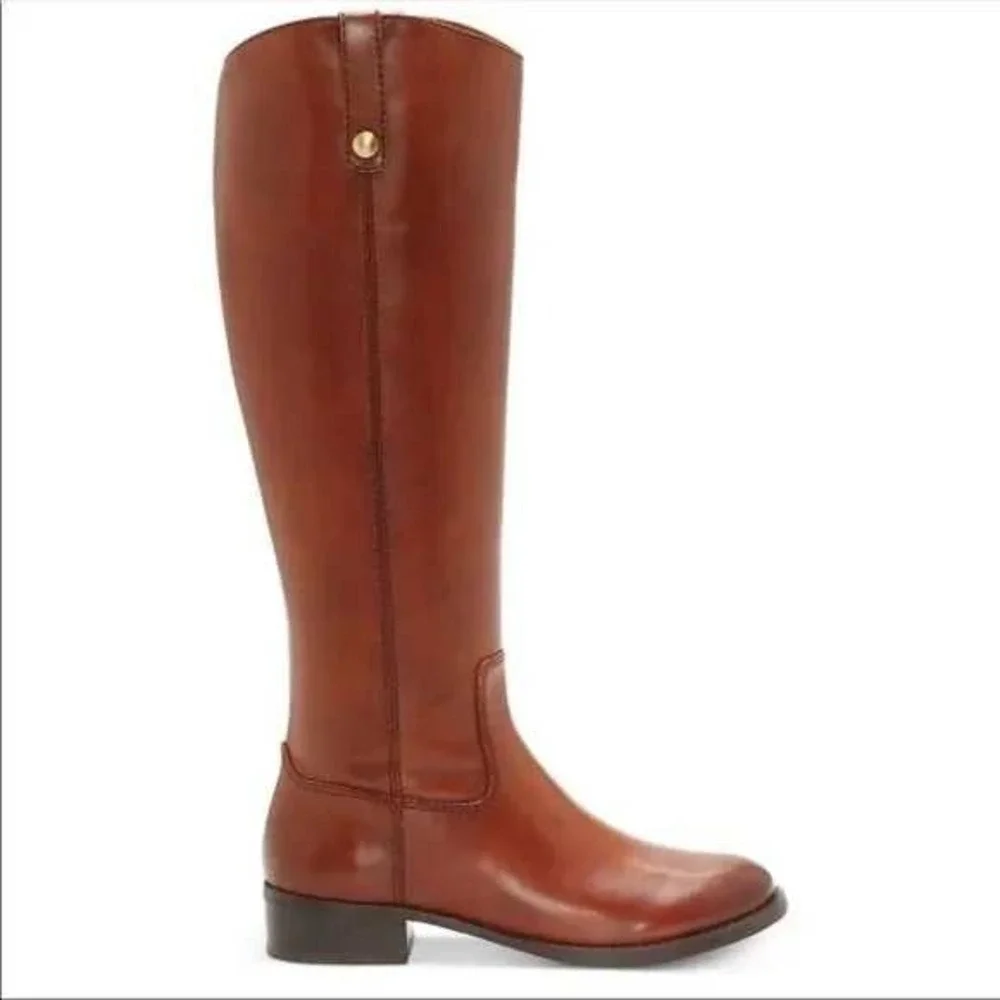 INC International Concepts Fawne Riding Knee High Boot Sz 5.5‎ Cognac Brown NEW